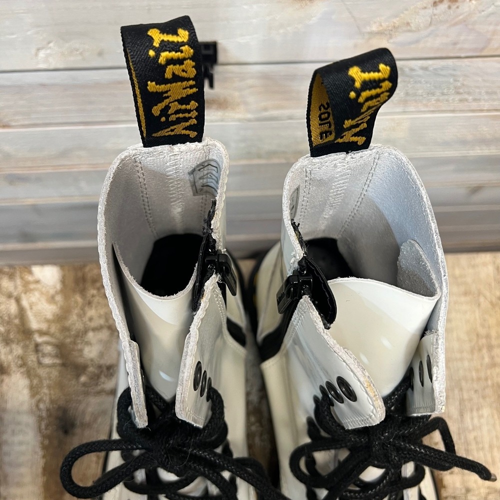 Dr Martens White Leather Jadon Platform Boots Combat Goth W8 M7 - Picture 5 of 7